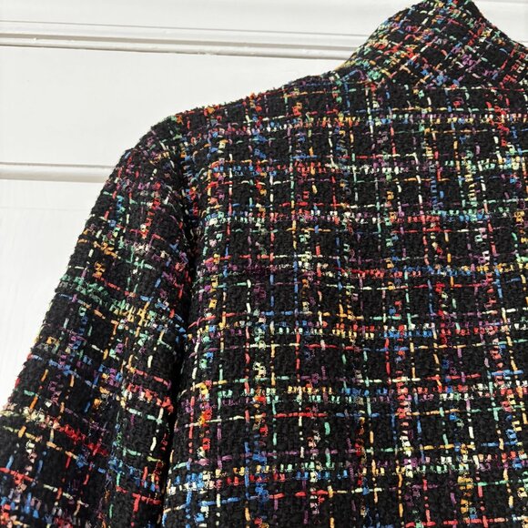 Damee Multicolor Rainbow Tweed Peplum Jacket Bell Sleeves Size Extra Large (XL) - Picture 12 of 16